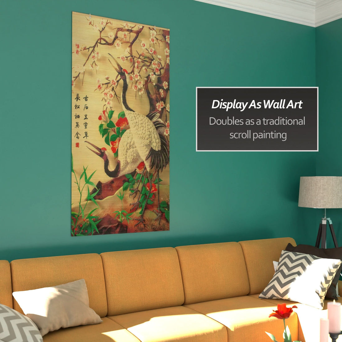 Red-Crowned Cranes Bamboo Window Shade Blind