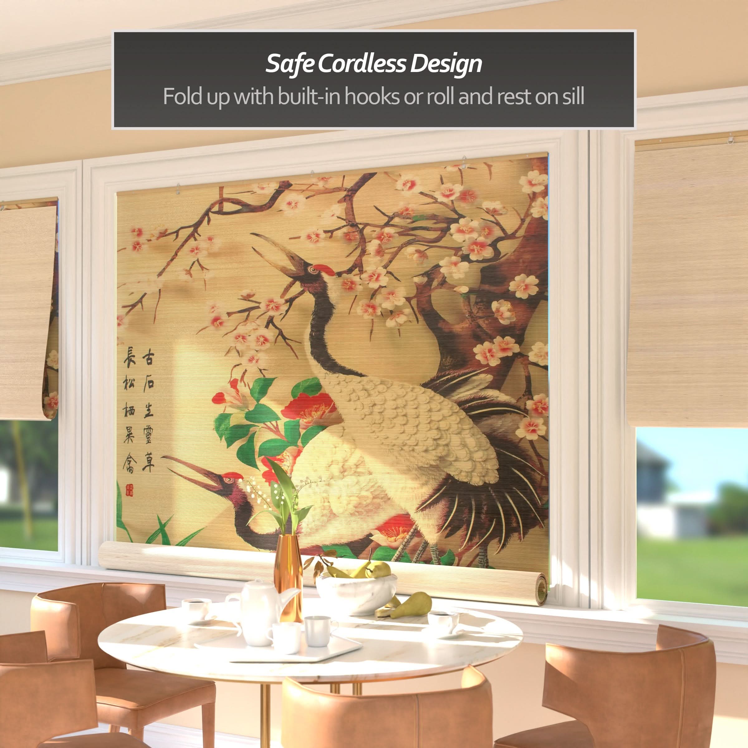 Red-Crowned Cranes Bamboo Window Shade Blind
