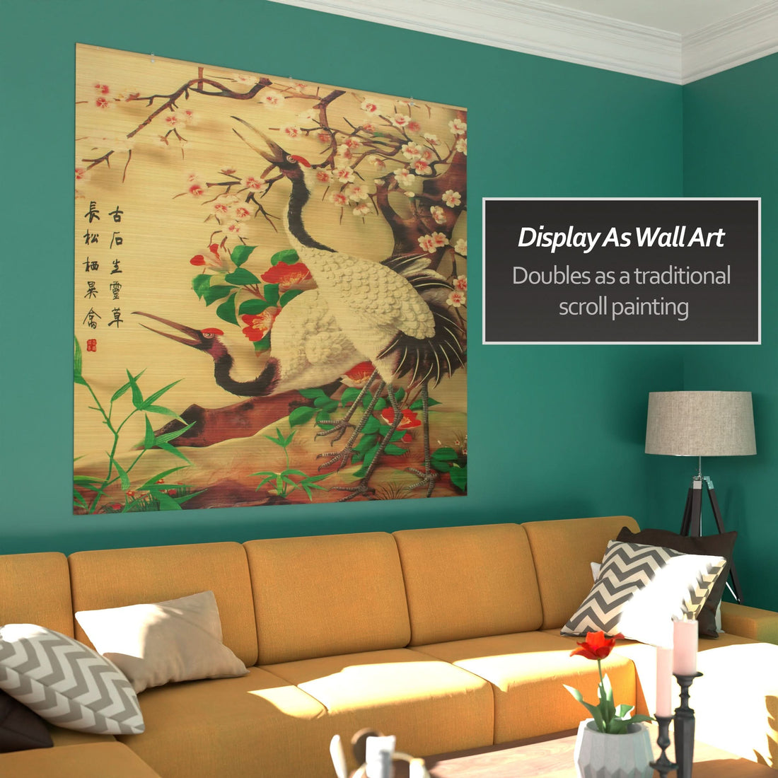 Red-Crowned Cranes Bamboo Window Shade Blind