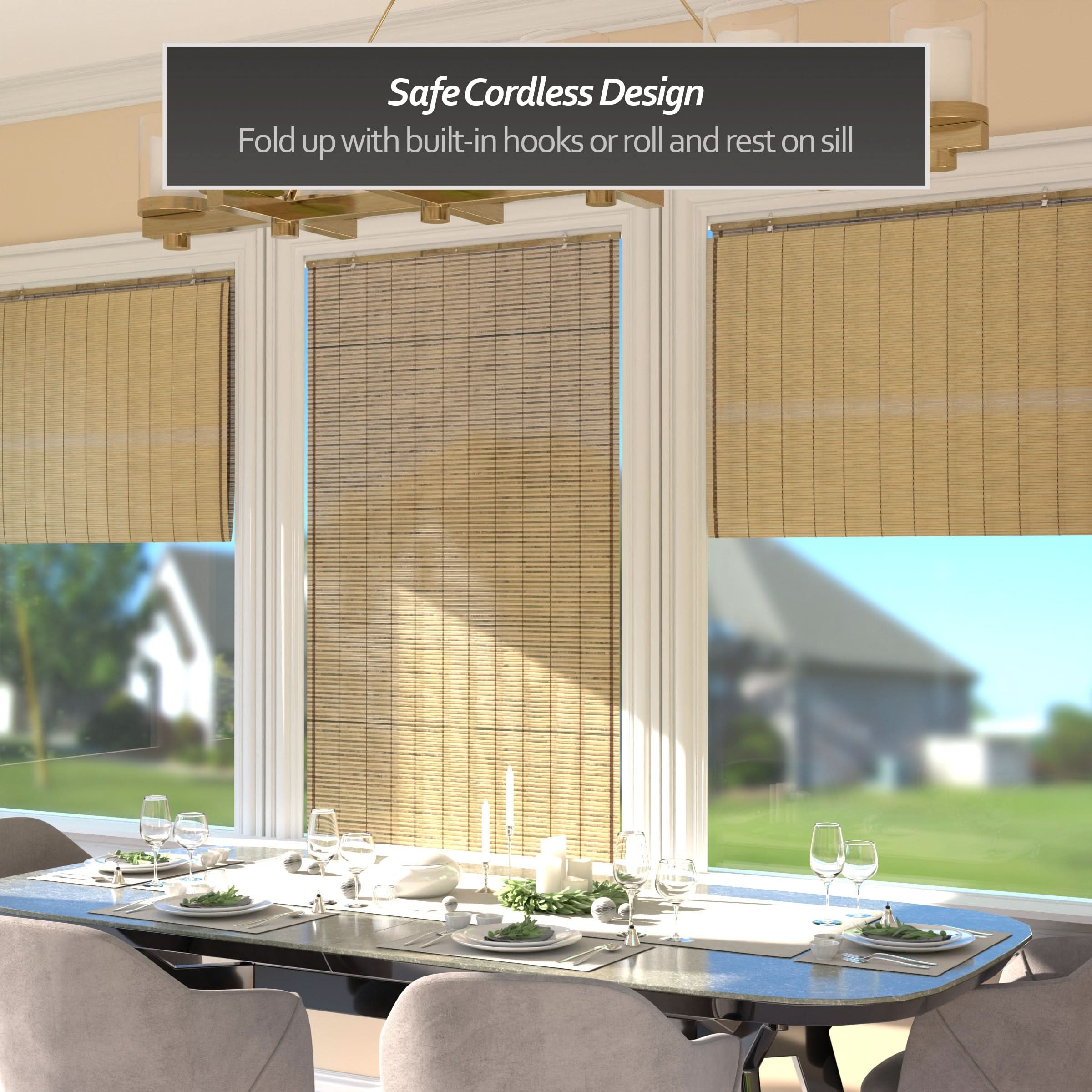 Tortoise Burnt Bamboo Cordless Window Shade