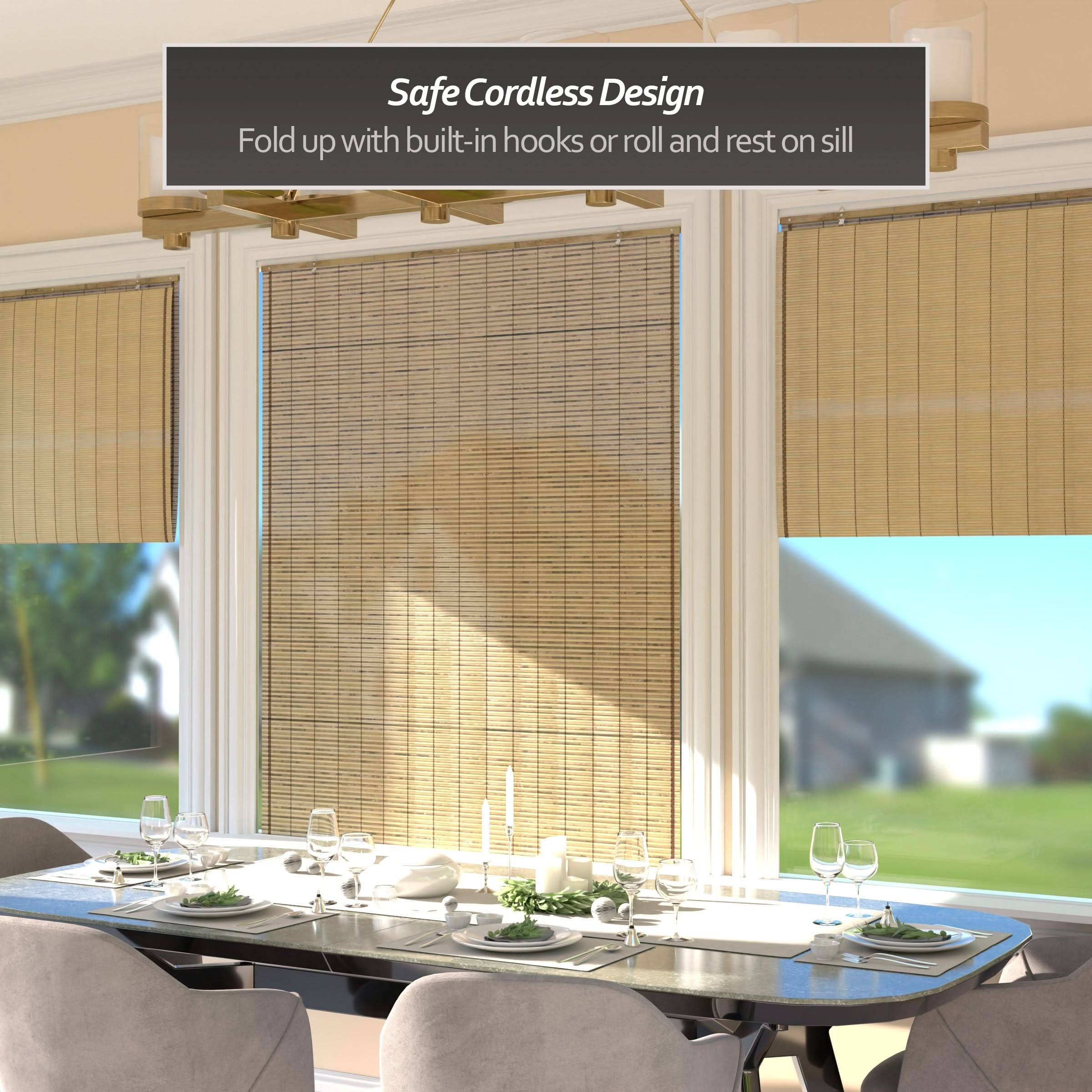 Tortoise Burnt Bamboo Cordless Window Shade