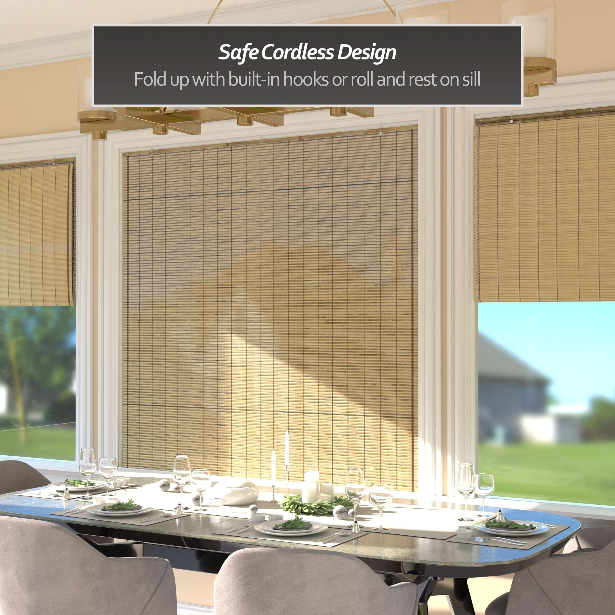 Tortoise Burnt Bamboo Cordless Window Shade