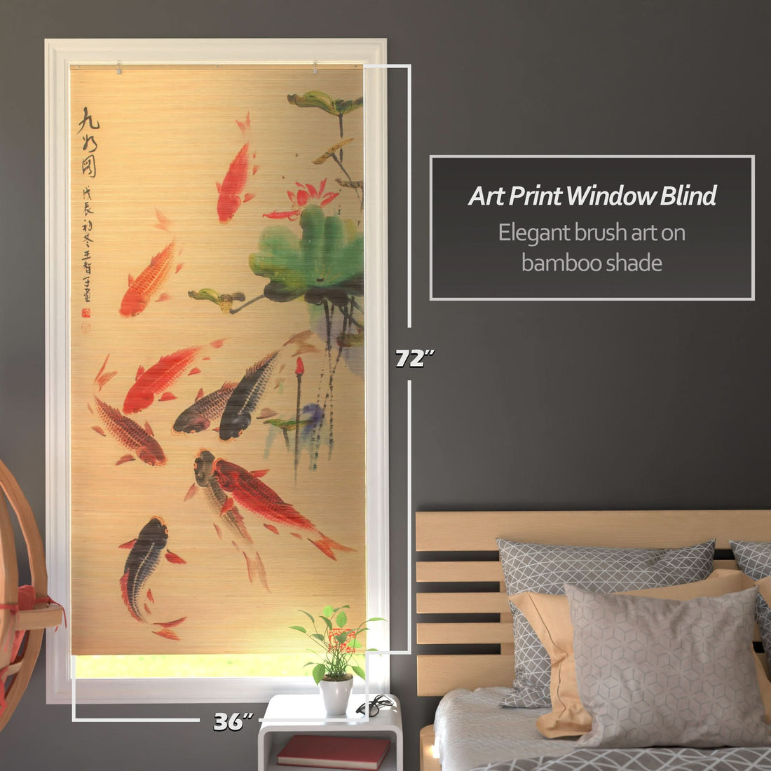 Koi Pond Bamboo Window Shade Blind
