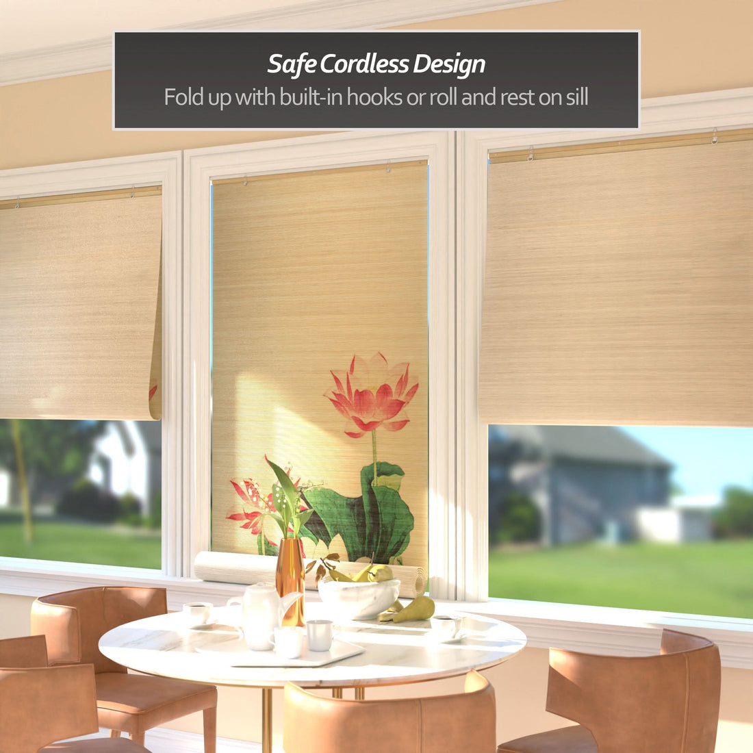 Lotus Blossom Bamboo Window Shade Blind