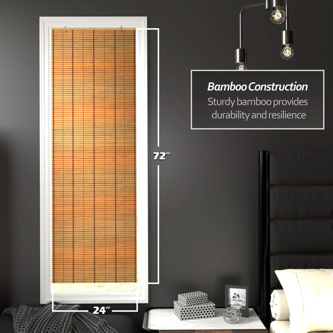 Two-Tone Honey Burnt Bamboo Cordless Window Shade