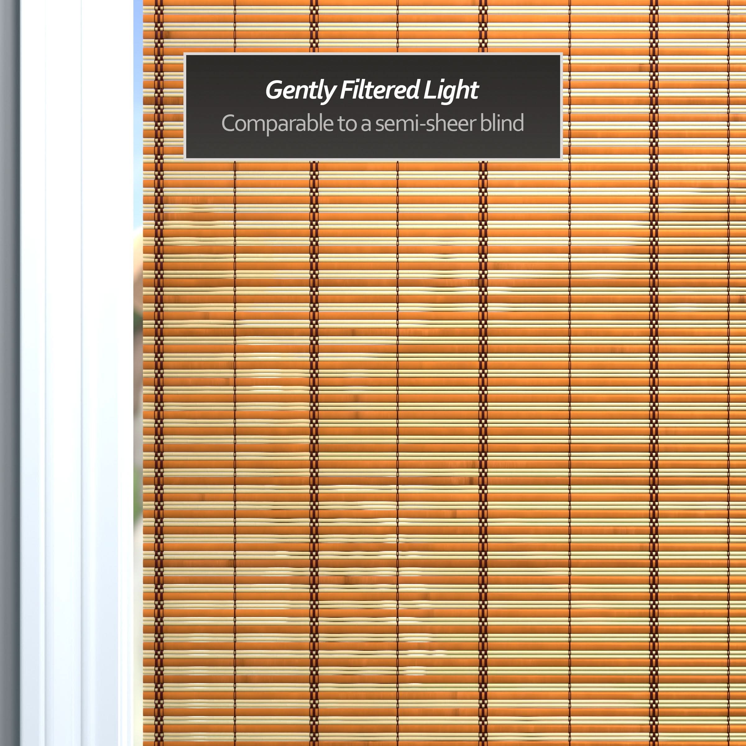 Two-Tone Honey Burnt Bamboo Cordless Window Shade