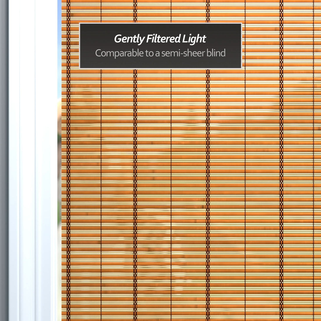 Two-Tone Honey Burnt Bamboo Cordless Window Shade