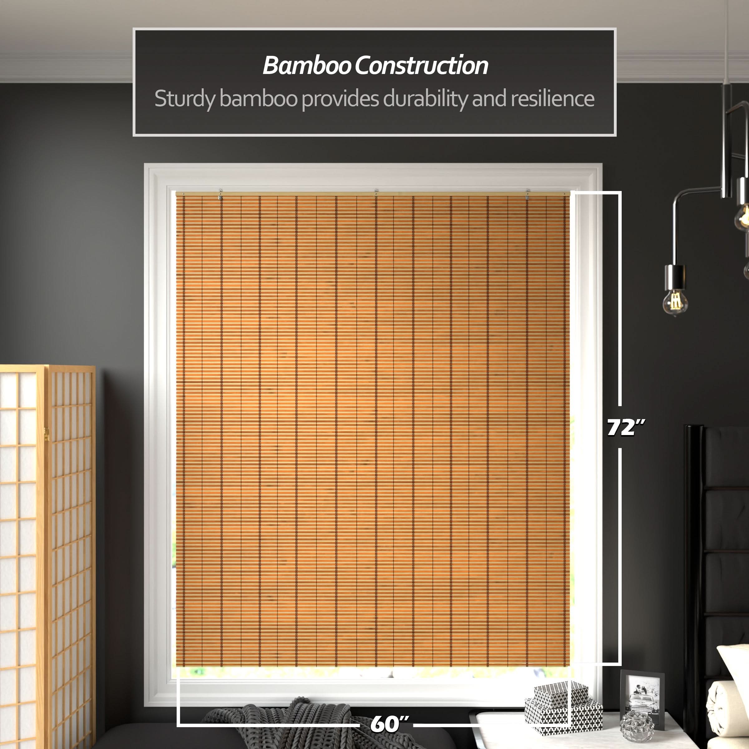 Two-Tone Honey Burnt Bamboo Cordless Window Shade
