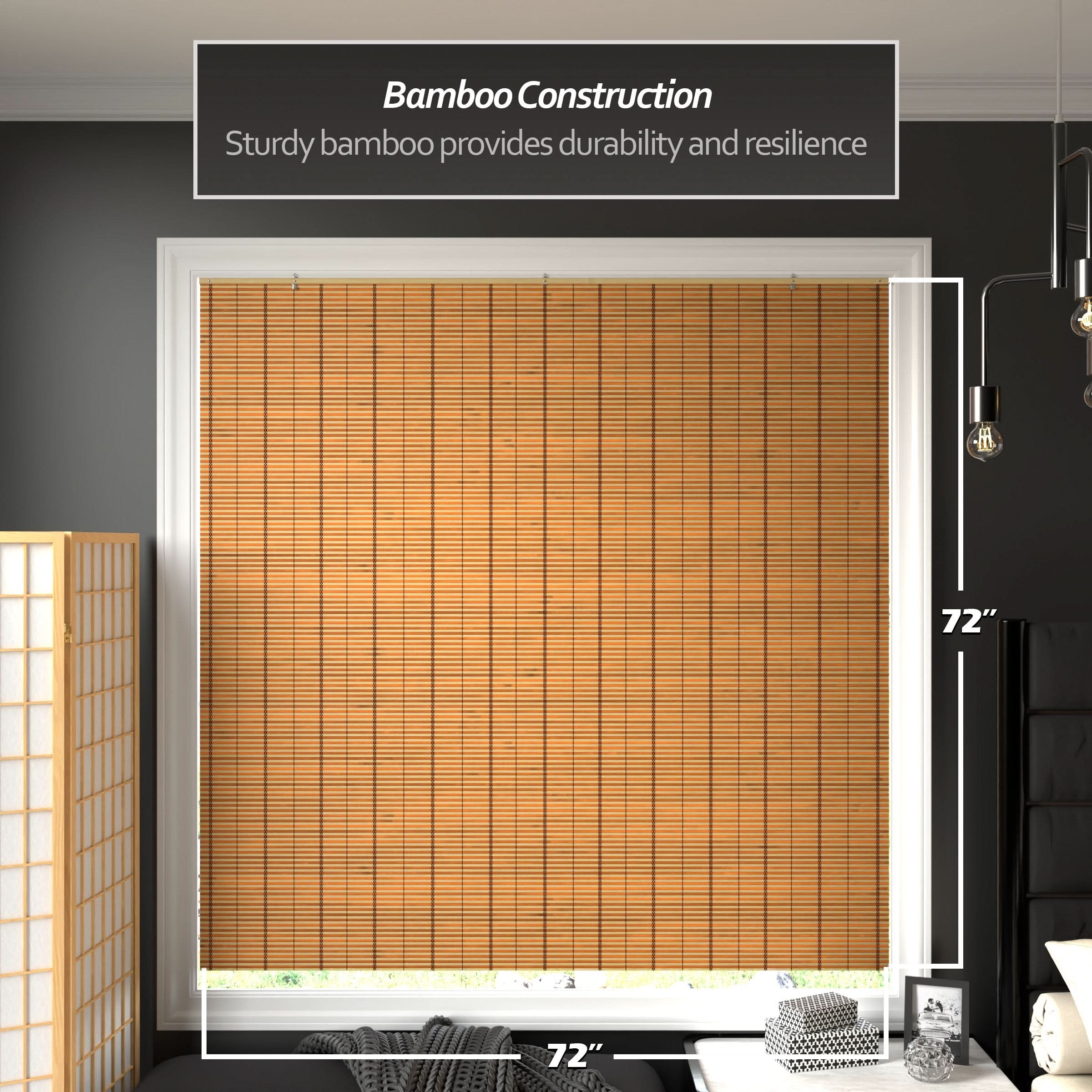 Two-Tone Honey Burnt Bamboo Cordless Window Shade