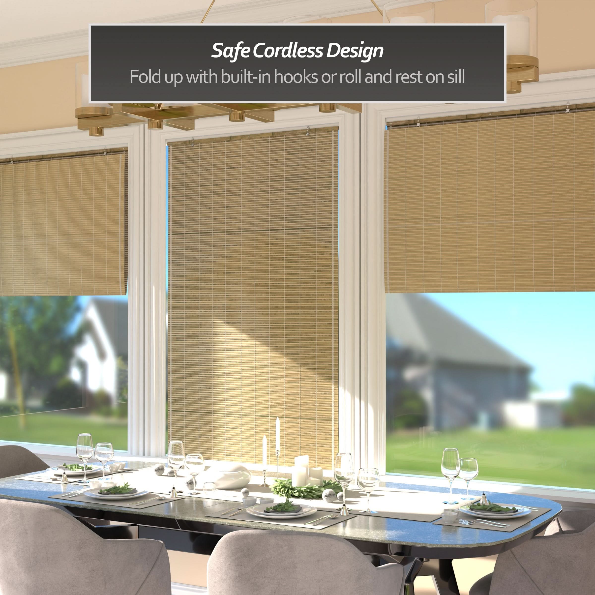 Natural Burnt Bamboo Cordless Window Shade