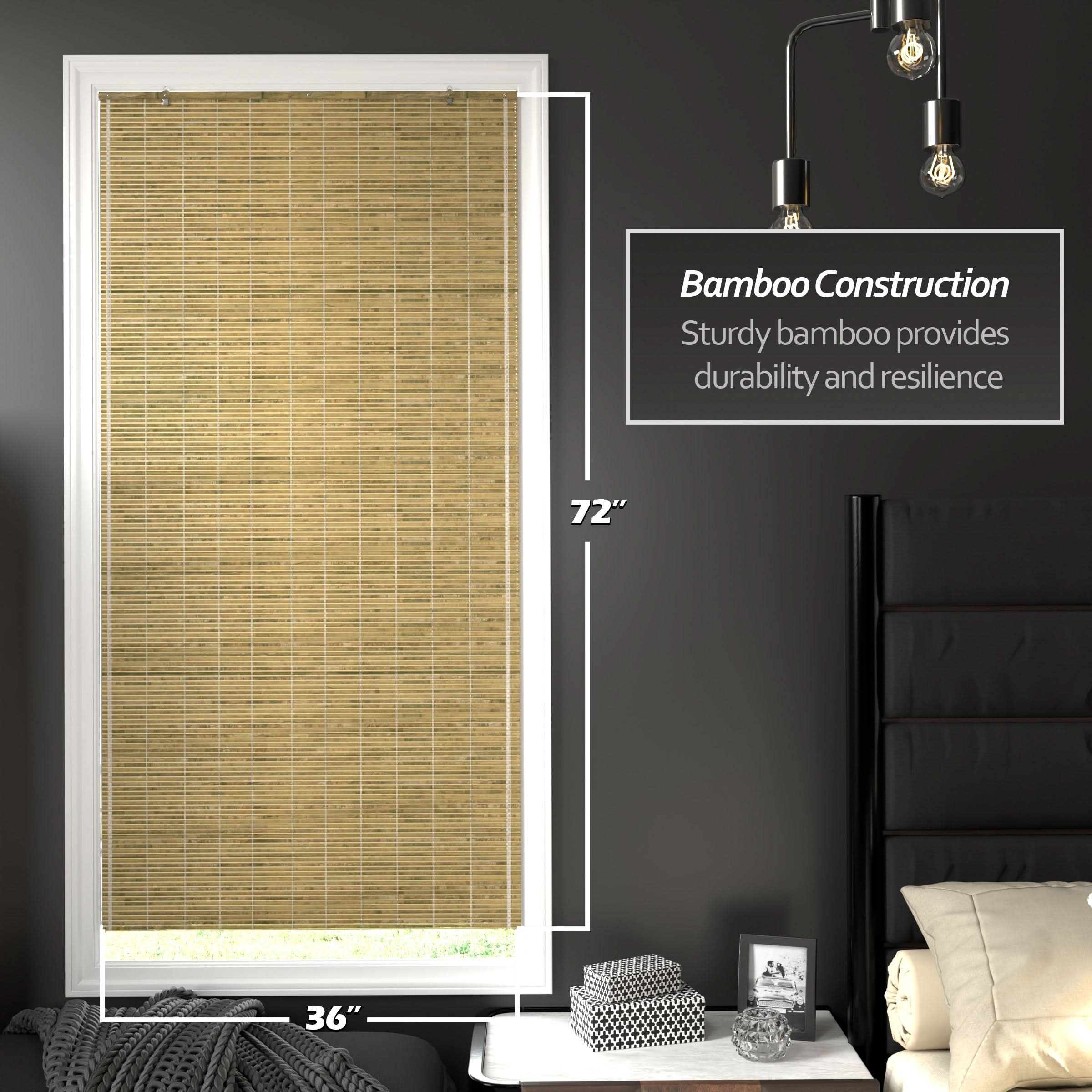 Natural Burnt Bamboo Cordless Window Shade
