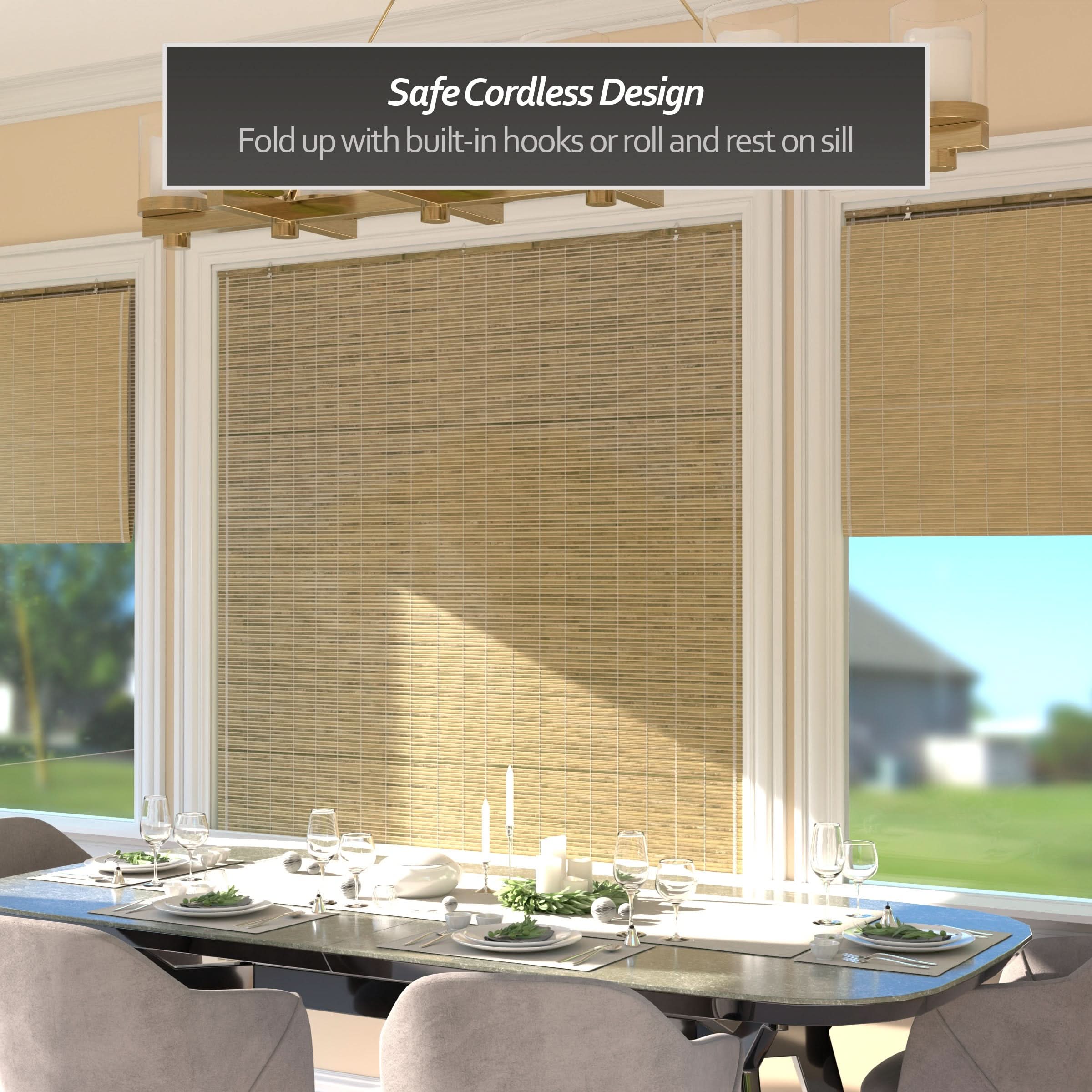 Natural Burnt Bamboo Cordless Window Shade