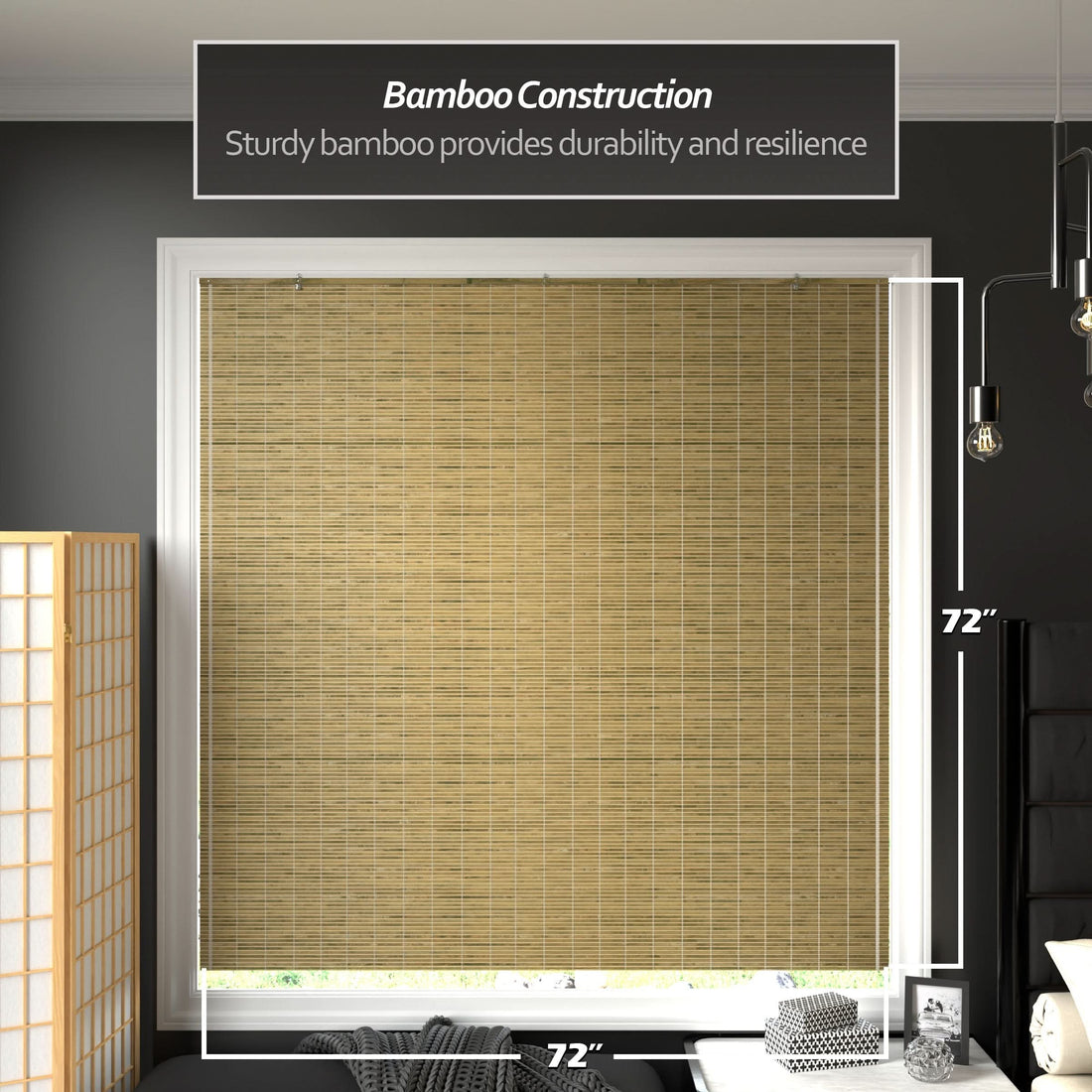 Natural Burnt Bamboo Cordless Window Shade