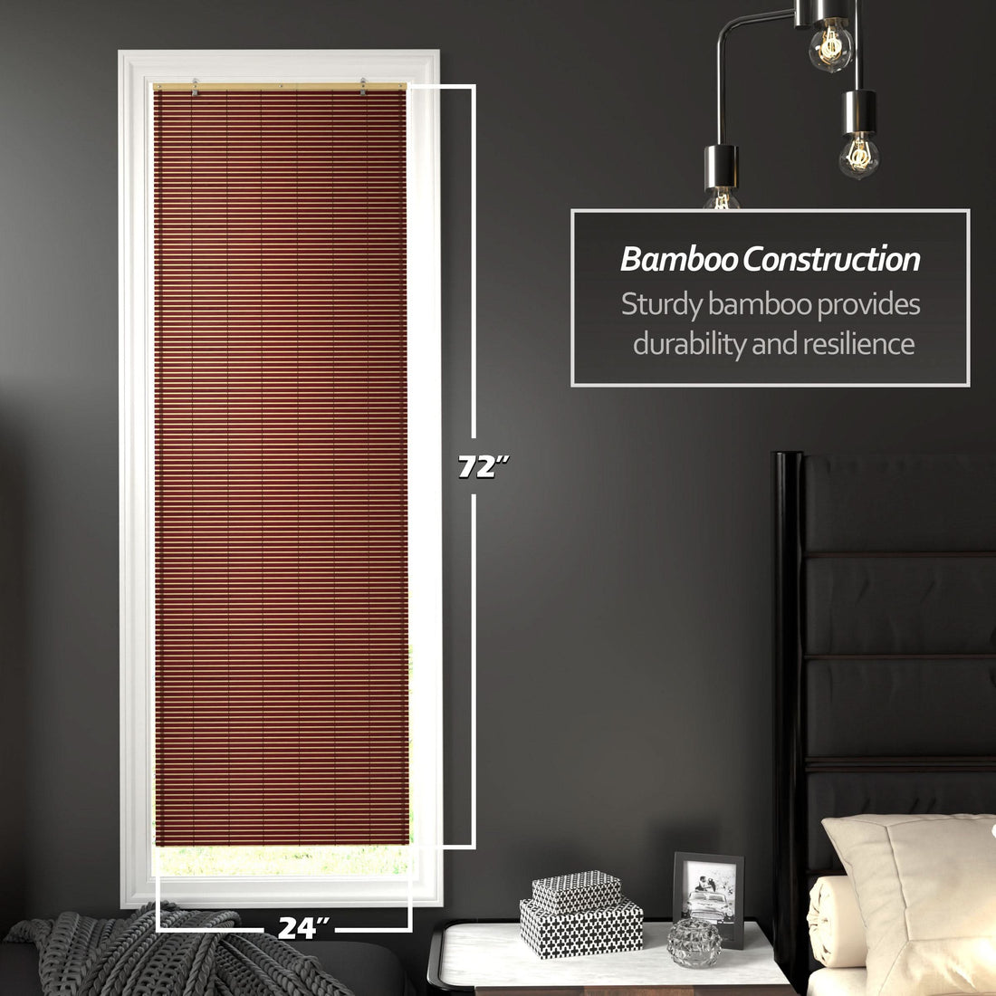 Mahogany Bamboo Cordless Window Shade