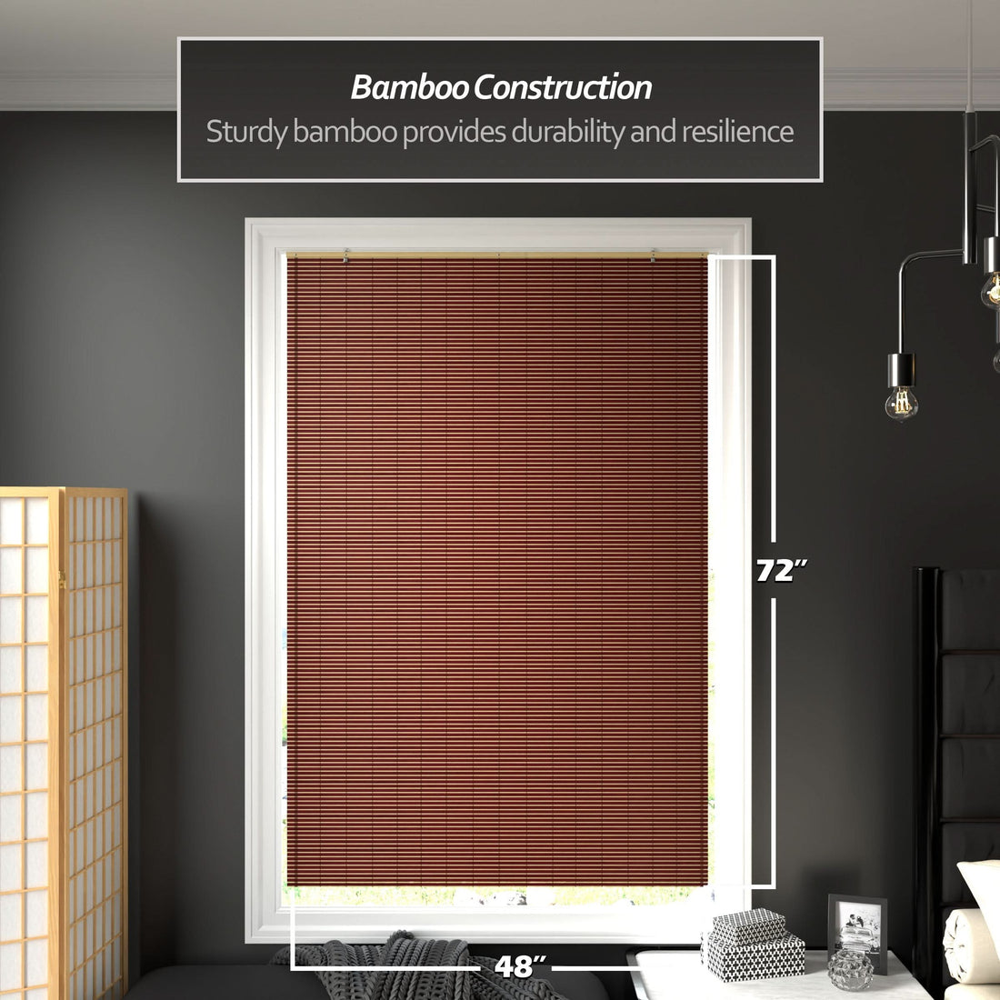 Mahogany Bamboo Cordless Window Shade