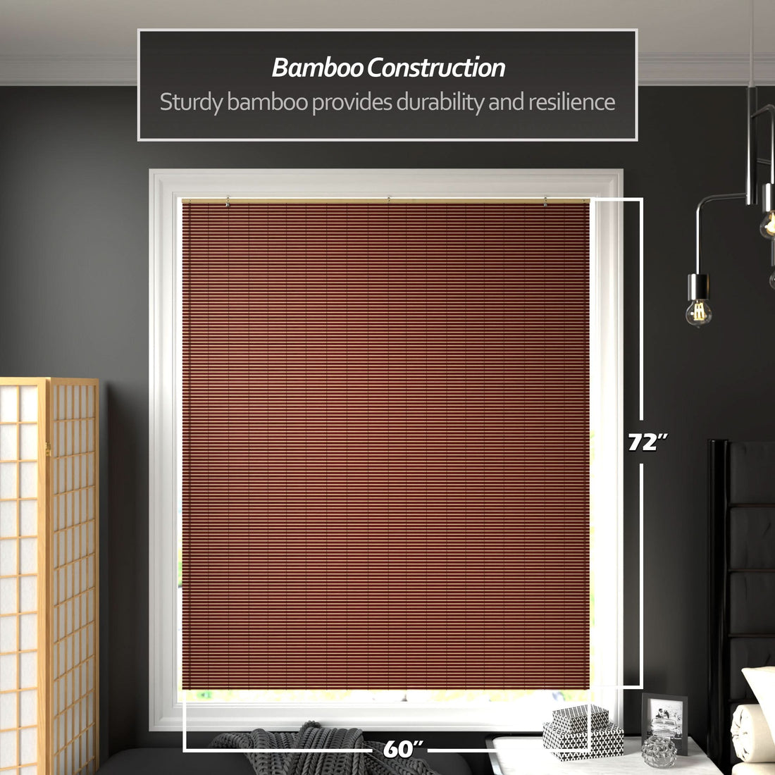 Mahogany Bamboo Cordless Window Shade
