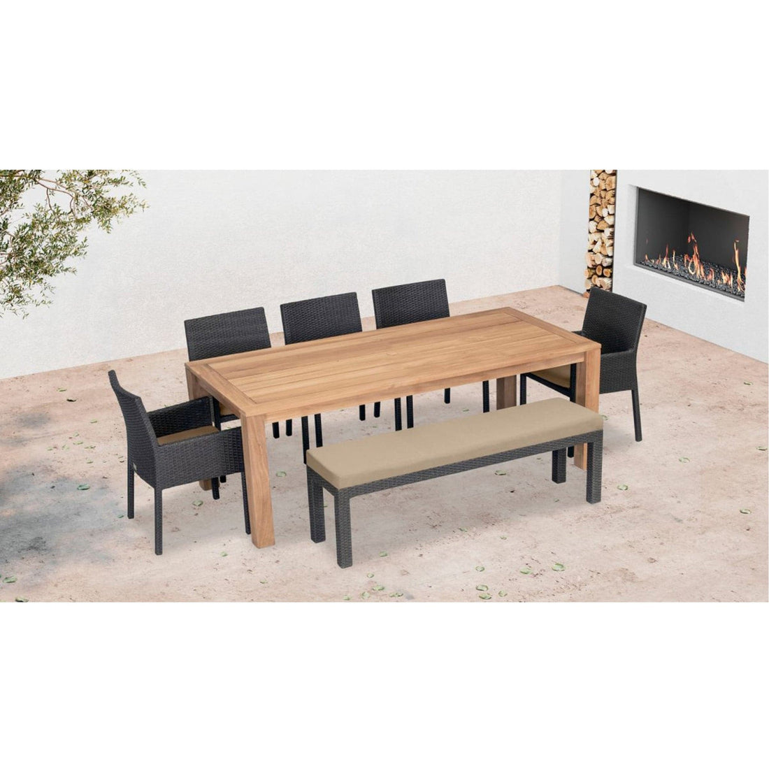 Arden Teak 7 Piece Bench Dining Set