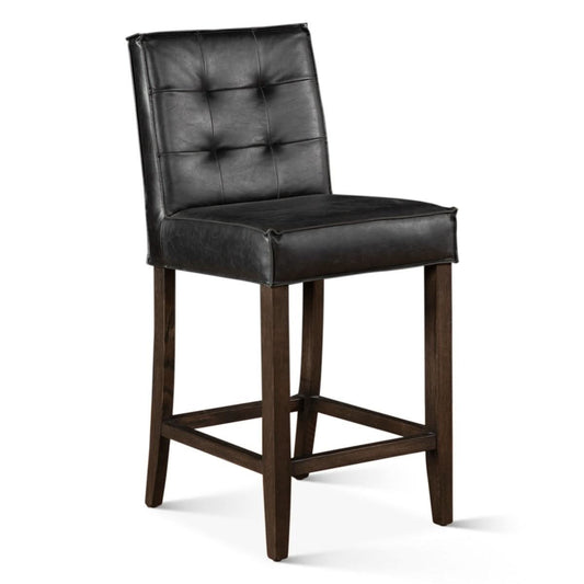 Aven Counter Chair in Black Leather - Home Trends & Design