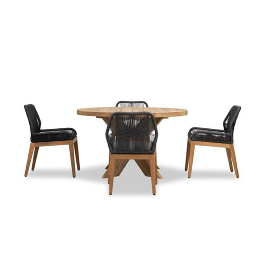 Carl Roost 4 Seat Reclaimed Teak and Rope Dining Set