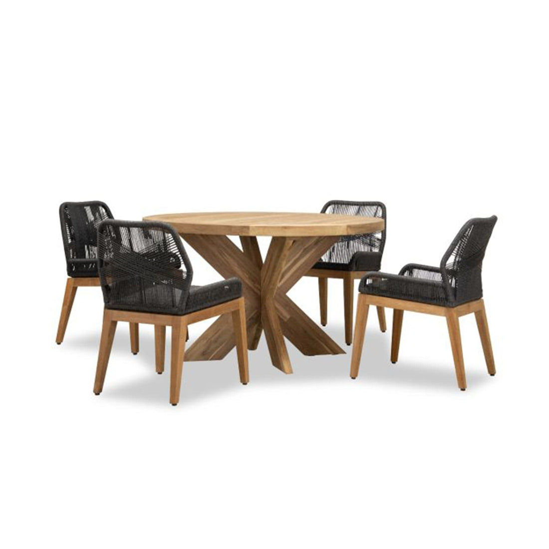 Carl Roost 4 Seat Reclaimed Teak and Rope Dining Set