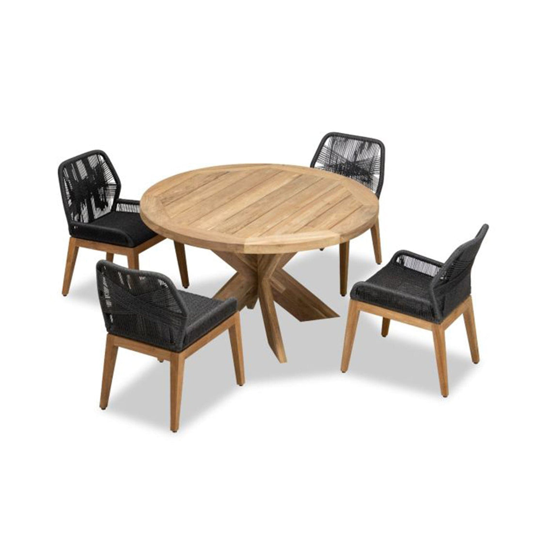 Carl Roost 4 Seat Reclaimed Teak and Rope Dining Set