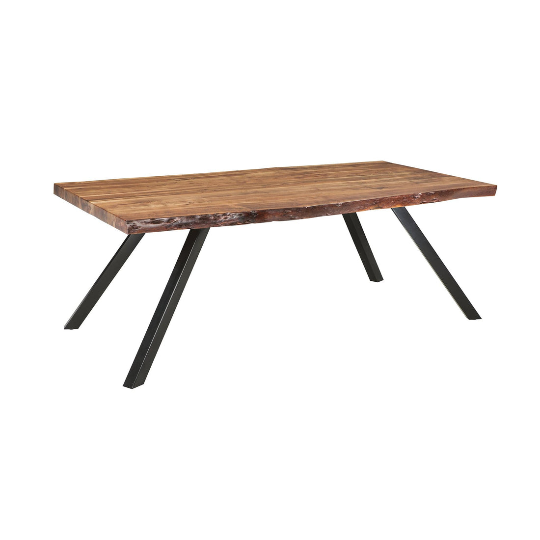 Reese Live Edge Solid Wood Metal Leg Dining Table in Natural Acacia