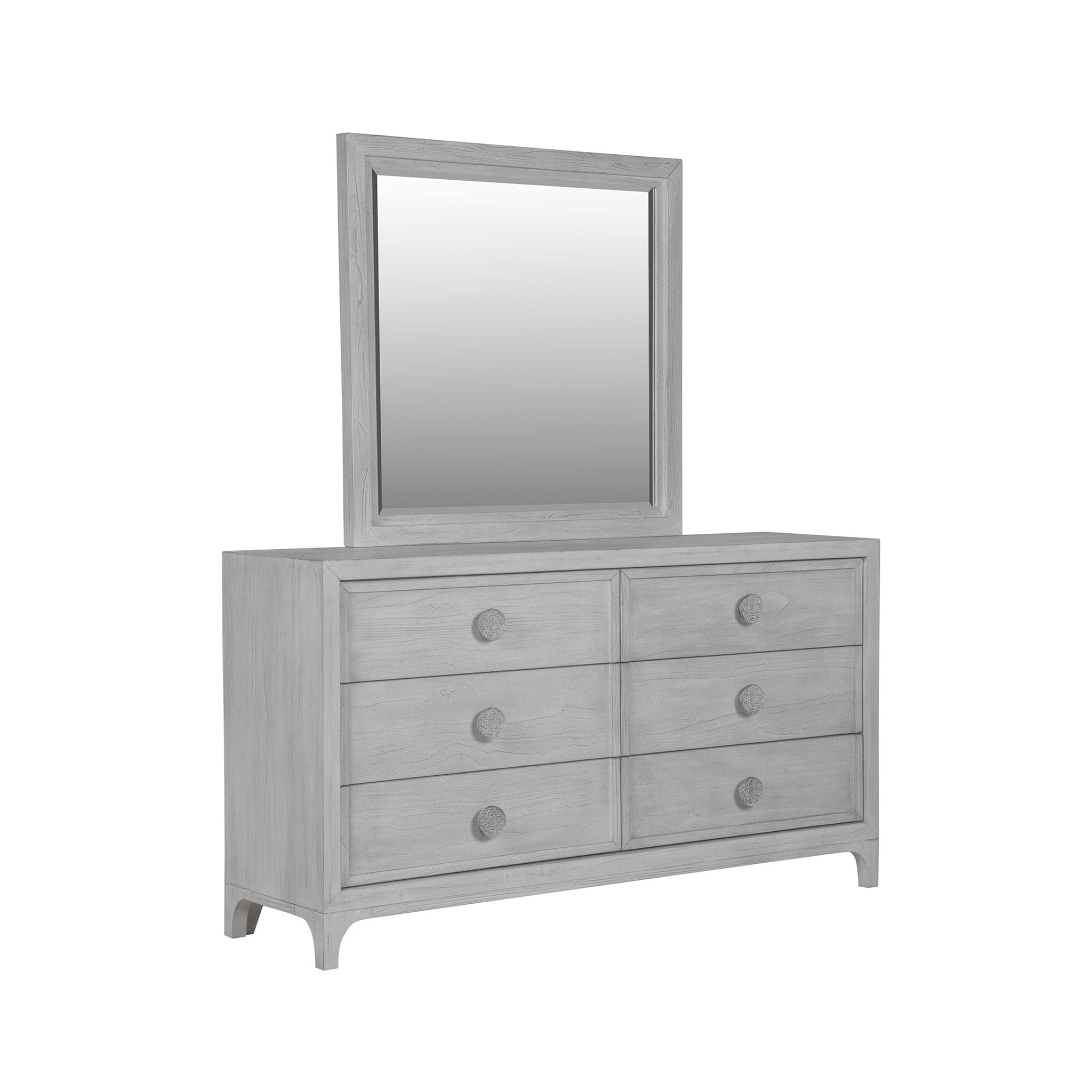 Boho Chic Six-Drawer Dresser in Washed White Boho Chic Six-Drawer Dresser in Washed White