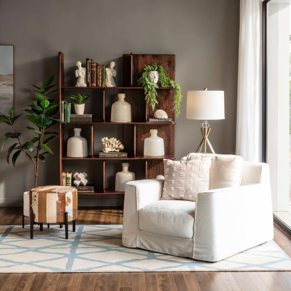 Charleston Brown Cowhide Stool - Home Trends & Design