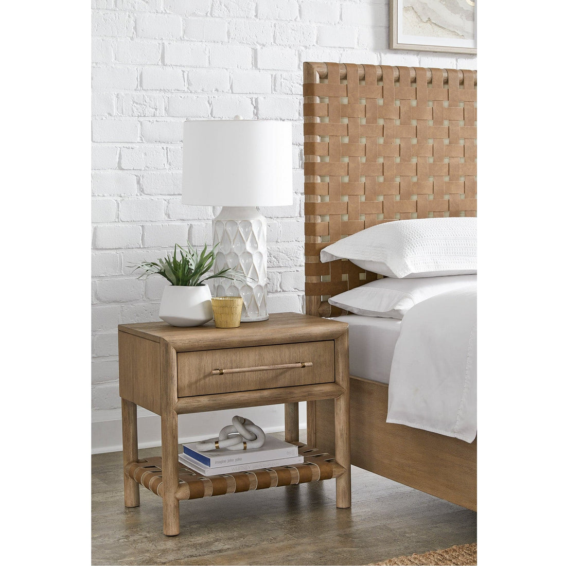 Dorsey Woven Nightstand with USB