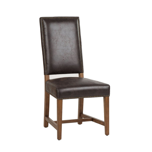 Dani High Back Formal Dining Chair in Dark Brown Leather - Home Trends & Design
