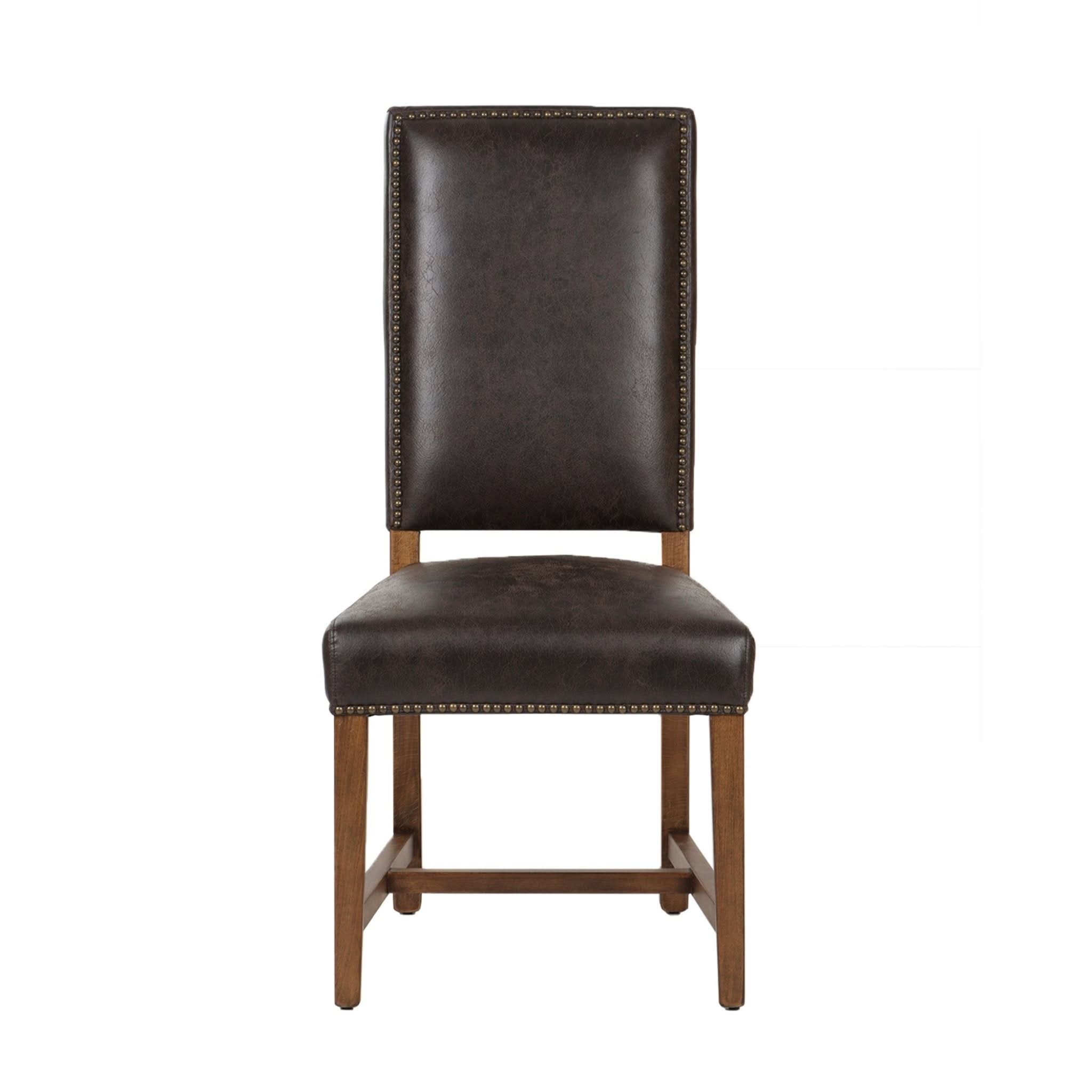 Dani High Back Formal Dining Chair in Dark Brown Leather - Home Trends & Design