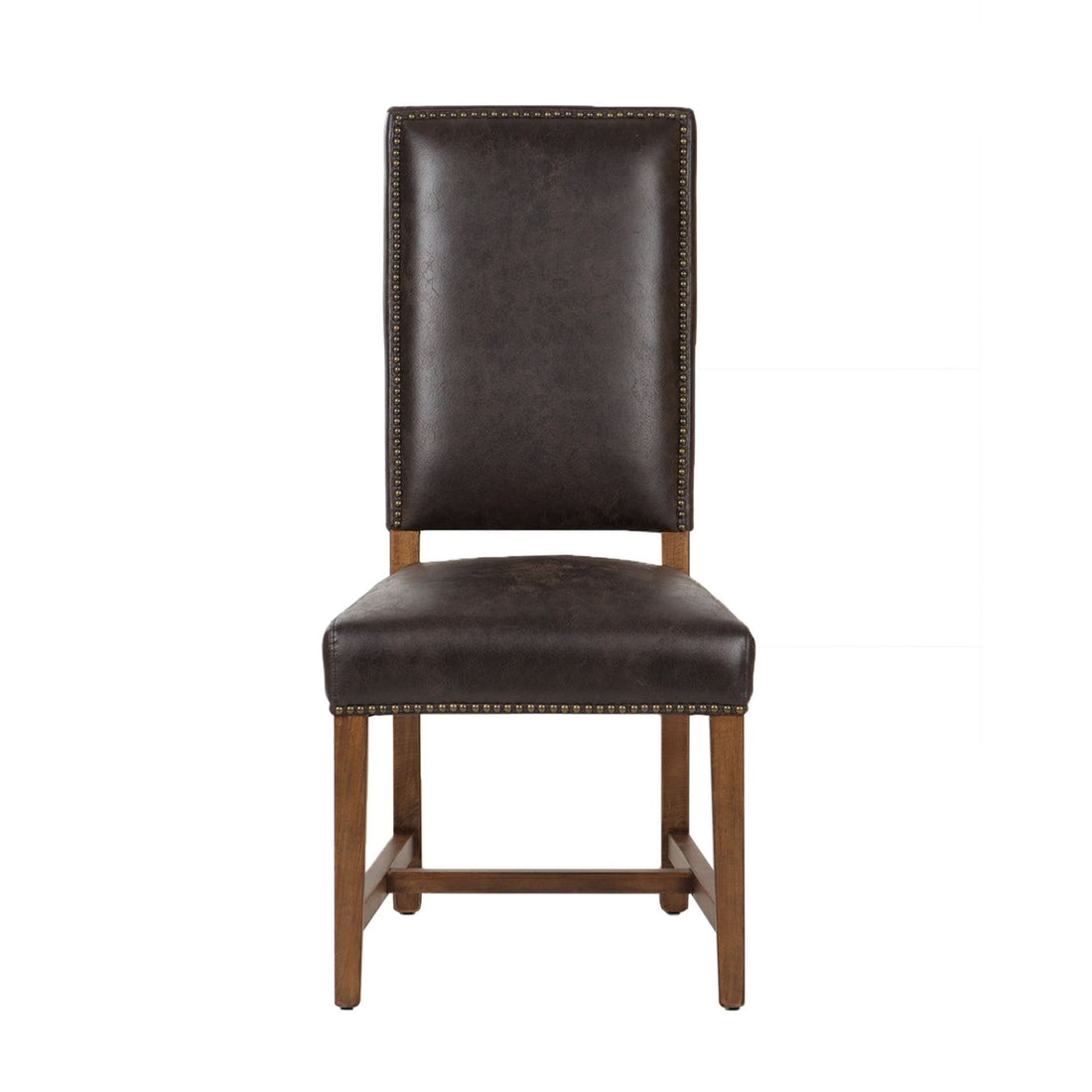 Dani High Back Formal Dining Chair in Dark Brown Leather - Home Trends & Design
