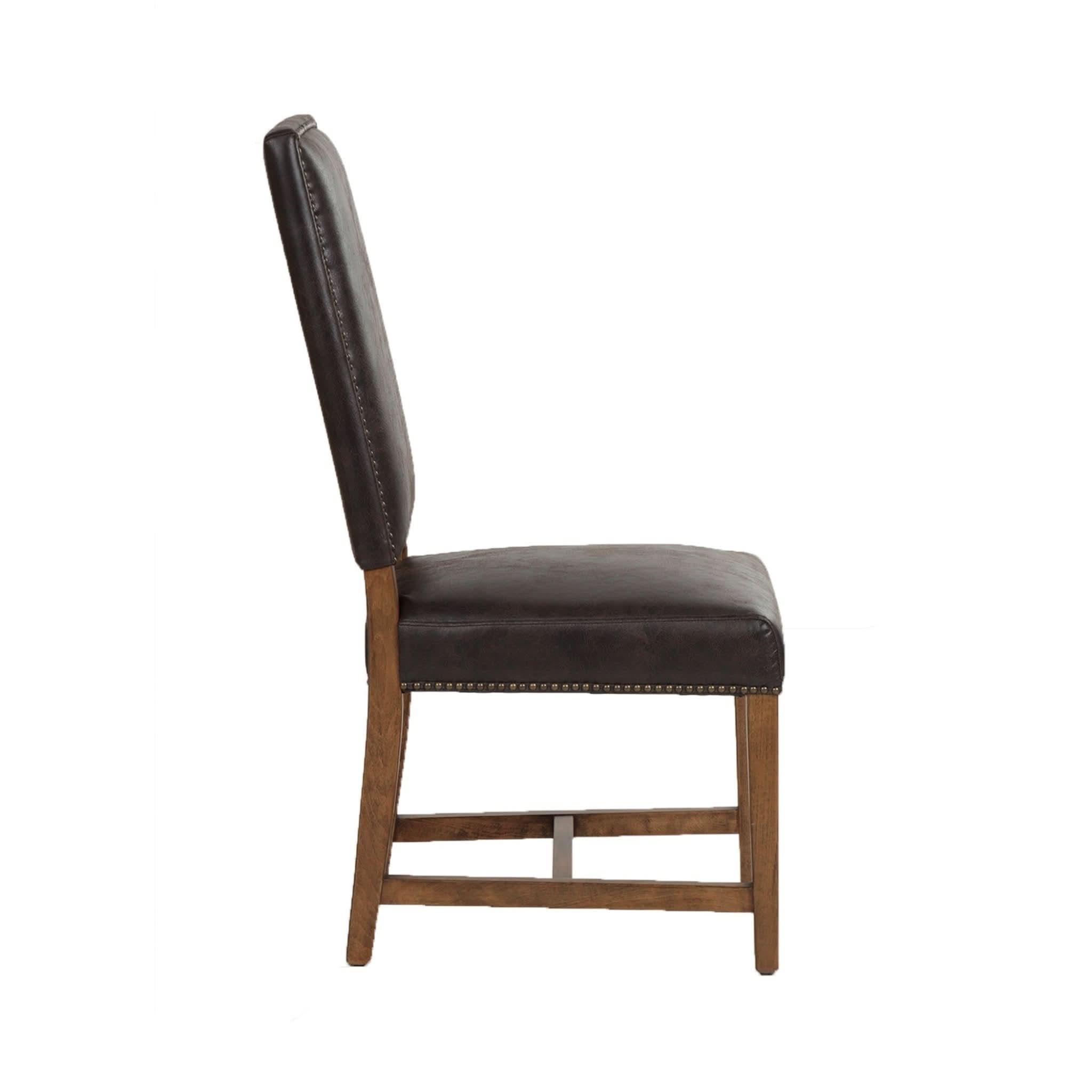 Dani High Back Formal Dining Chair in Dark Brown Leather - Home Trends & Design