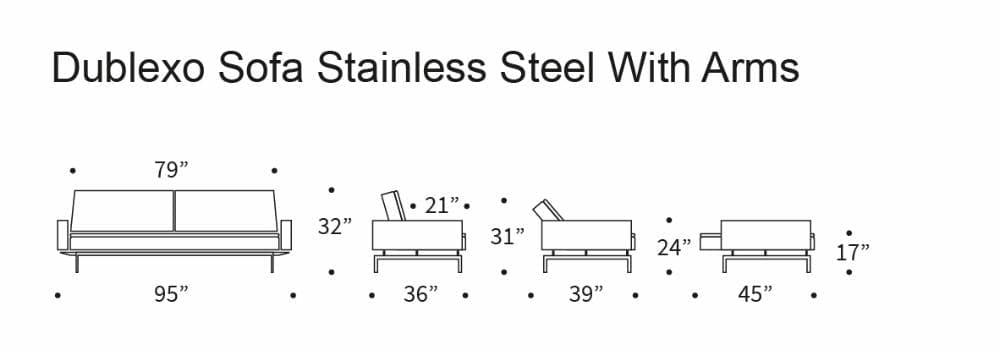 Dublexo Stainless Steel Sofa Bed With Arms