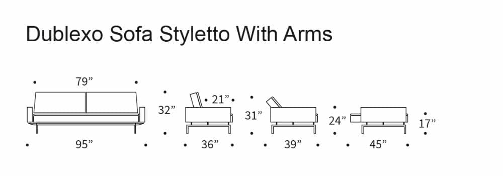 Dublexo Styletto Sofa Bed Dark Wood With Arms