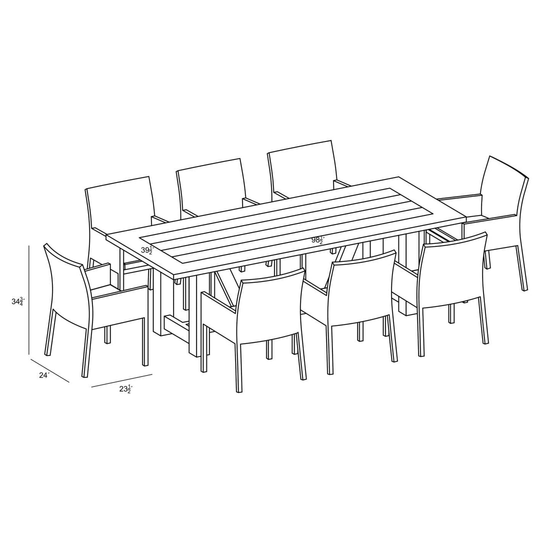 Dune Noble 8 Seat Reclaimed Teak Outdoor Dining Set