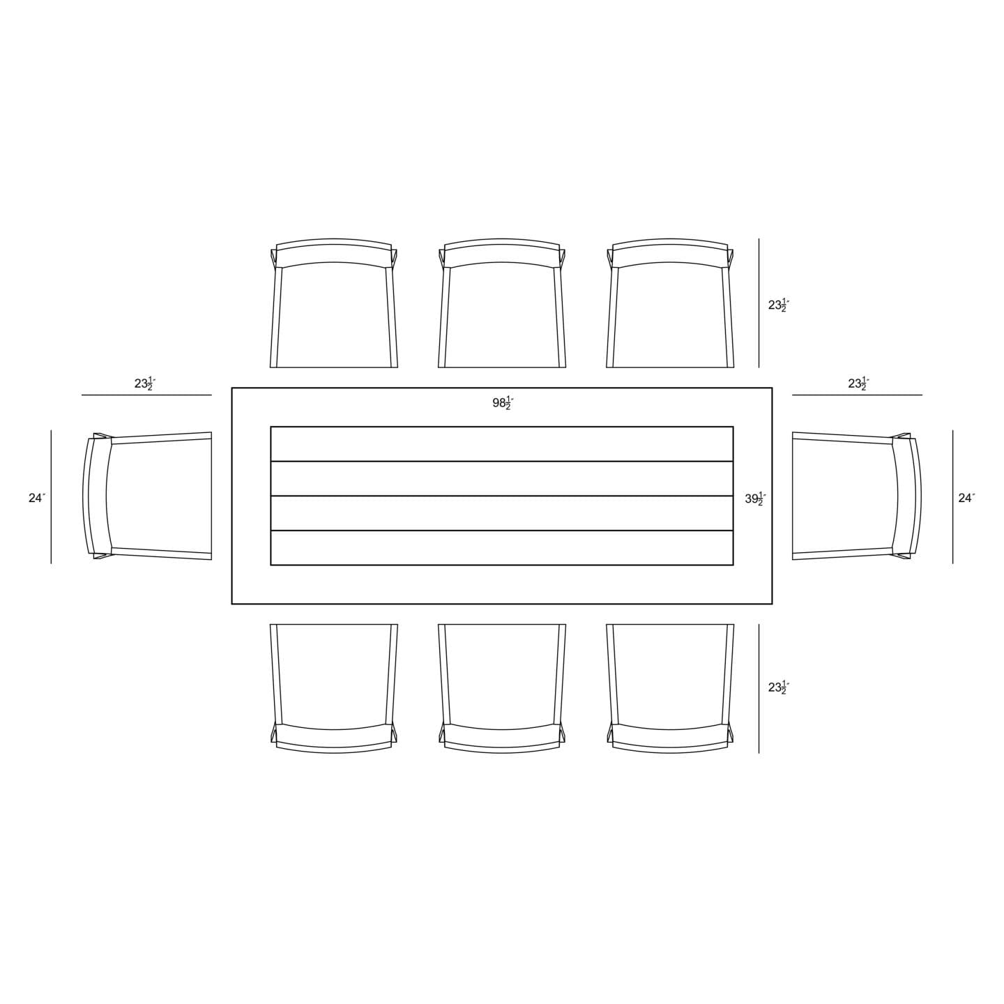 Dune Noble 8 Seat Reclaimed Teak Outdoor Dining Set