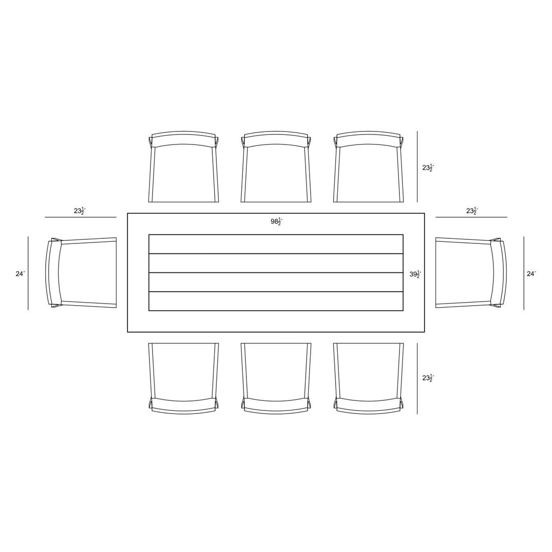 Dune Noble 8 Seat Reclaimed Teak Outdoor Dining Set