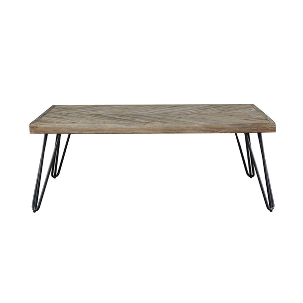 Coffee Table in Minimal Industrial Fir Wood and Iron Legs 