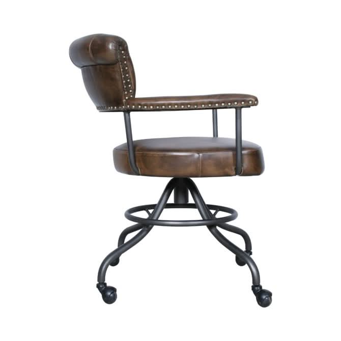 Brisbane Chesterfield Office Chair in Antique Whiskey Leather - Home Trends & Design