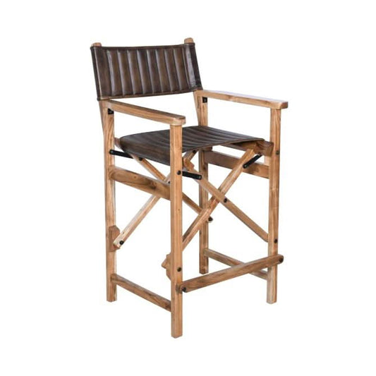 Galway Folding Bar Chair in Antique Whiskey Leather - Home Trends & Design