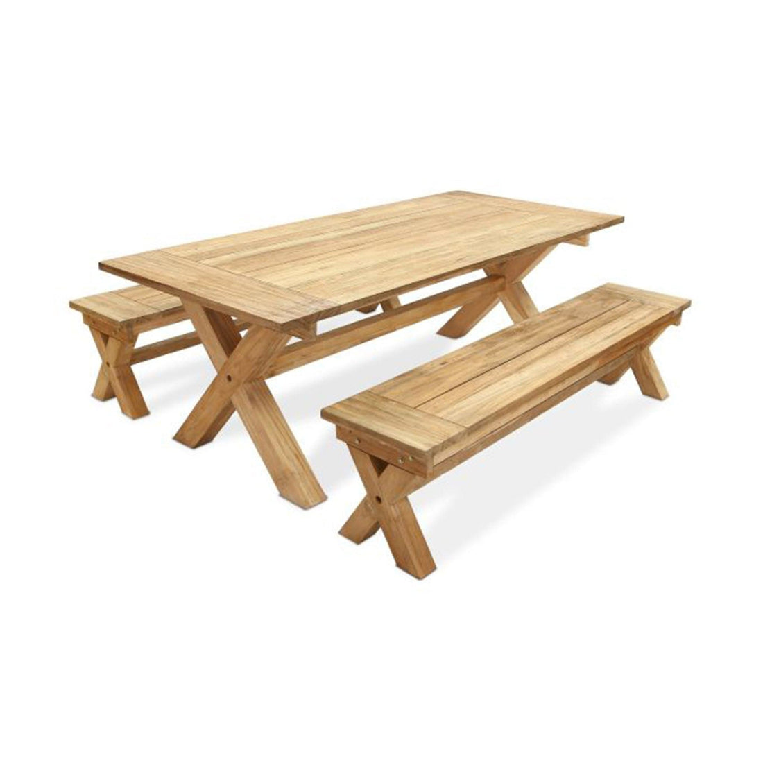 Fields 6 Seat Reclaimed Teak Dining Set w Benches