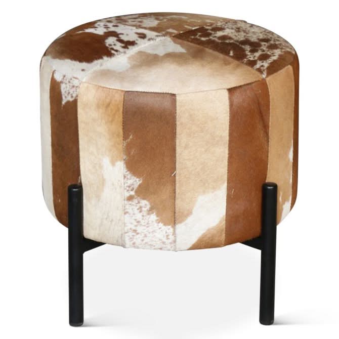 Charleston Brown Cowhide Stool - Home Trends & Design