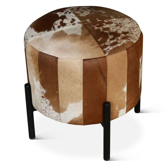  Charleston Brown Cowhide Stool - Home Trends & Design 