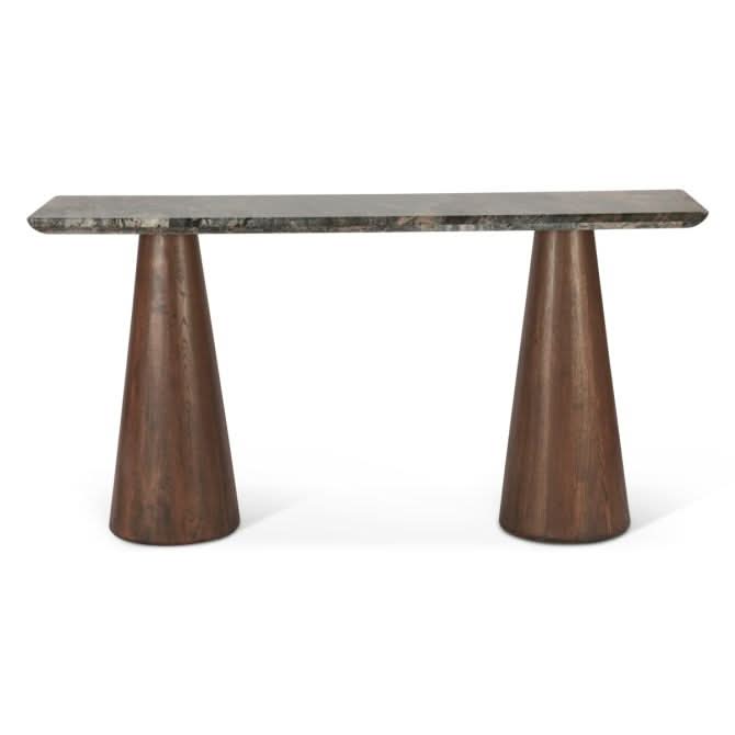 Caldera Lava Marble Console Table with Dark Oak Base - Home Trends & Design