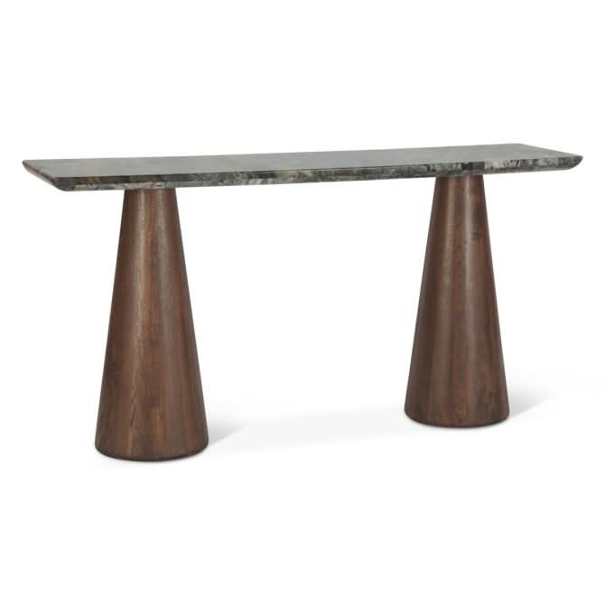 Caldera Lava Marble Console Table with Dark Oak Base - Home Trends & Design