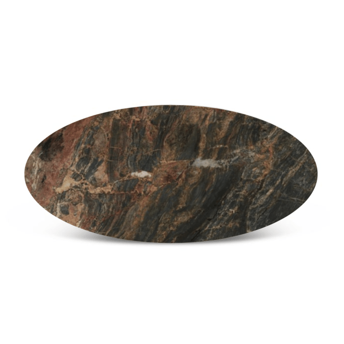 Caldera 90" Lava Marble Oval Dining Table with Dark Oak Base - Home Trends & Design