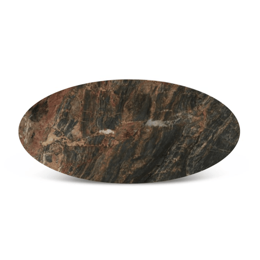  Caldera 90" Lava Marble Oval Dining Table with Dark Oak Base - Home Trends & Design 