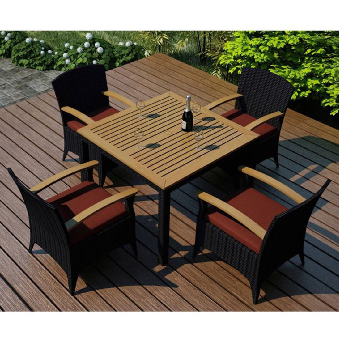 Arbor 5 Piece Arm Square Dining Set