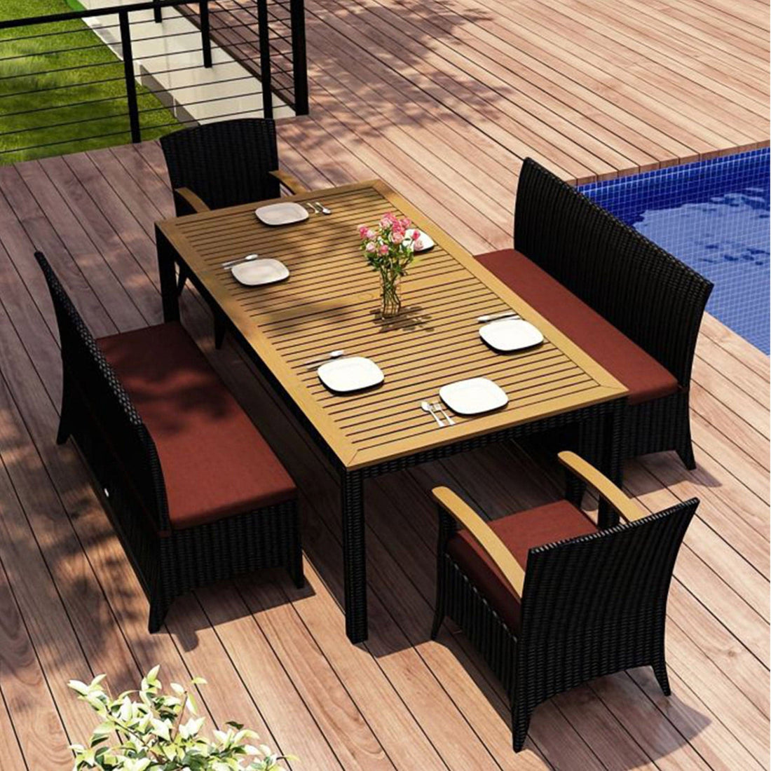 Arbor 5 Piece Bench Dining Set